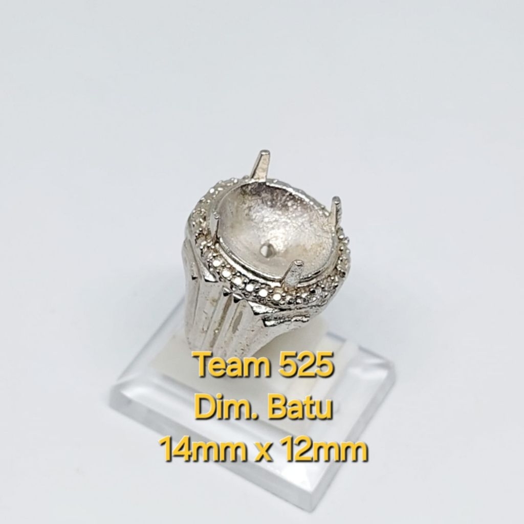 Ring emban alpaka super dim 14x12 cakar / kuku / gigi motif simple pengikat ring cincin batu akik