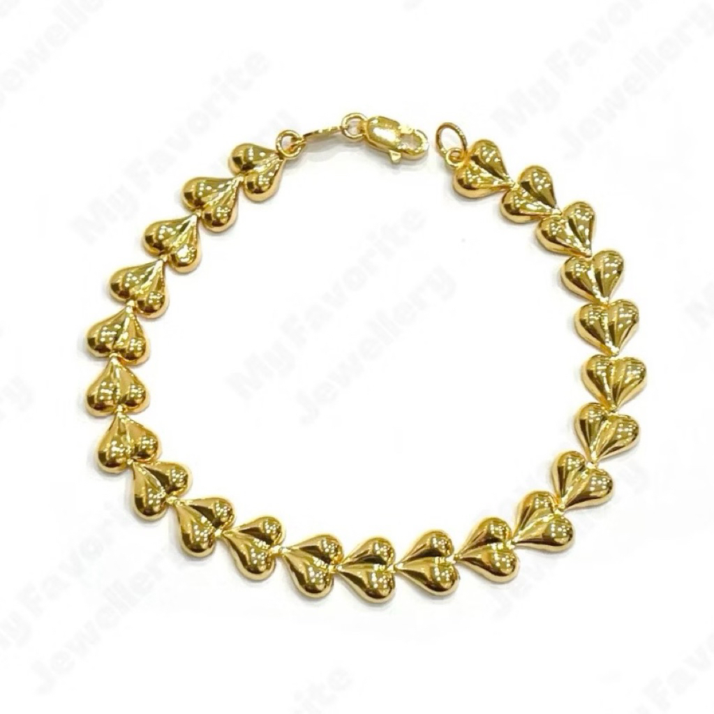 Gelang Hati Kristal Shining Mewah (Emas Asli Kadar 700)