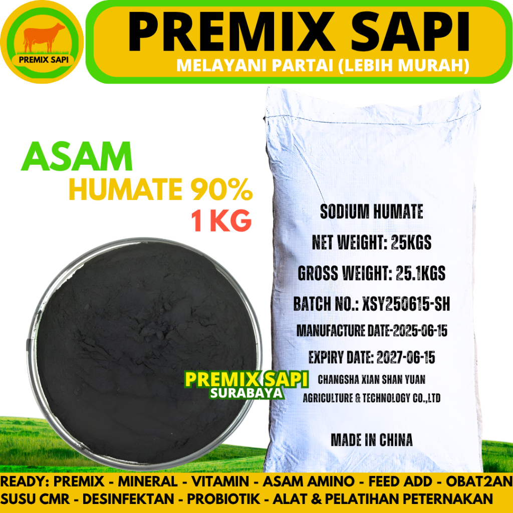 ASAM HUMAT 90% 1 KG PUTIH - HUMIC ACID - SODIUM HUMAT - SODIUM HUMATE - HUMID ACID - HUMIC ACID