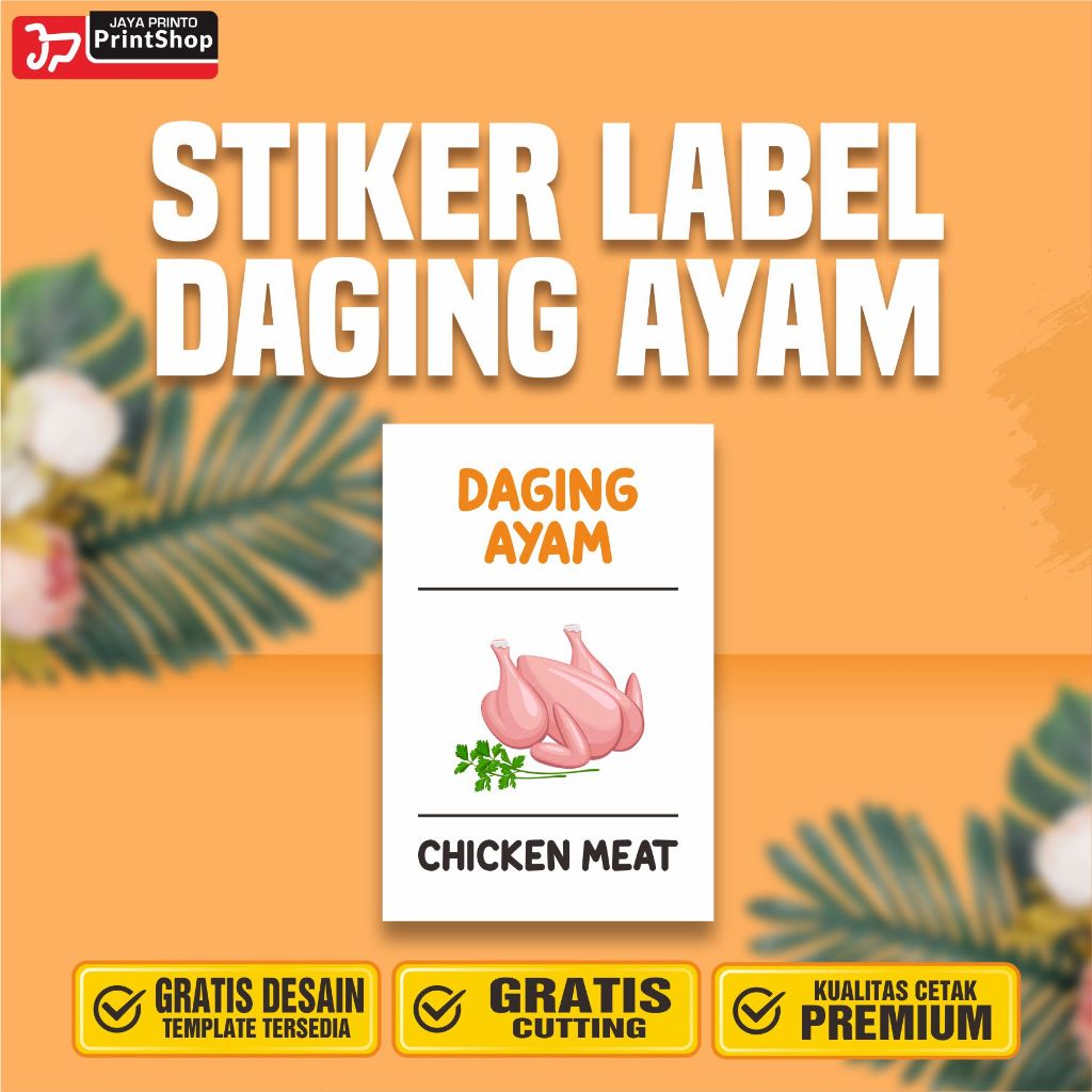 Stiker Label Makanan Beku Daging Ayam Ready Tahan Air_STICKER