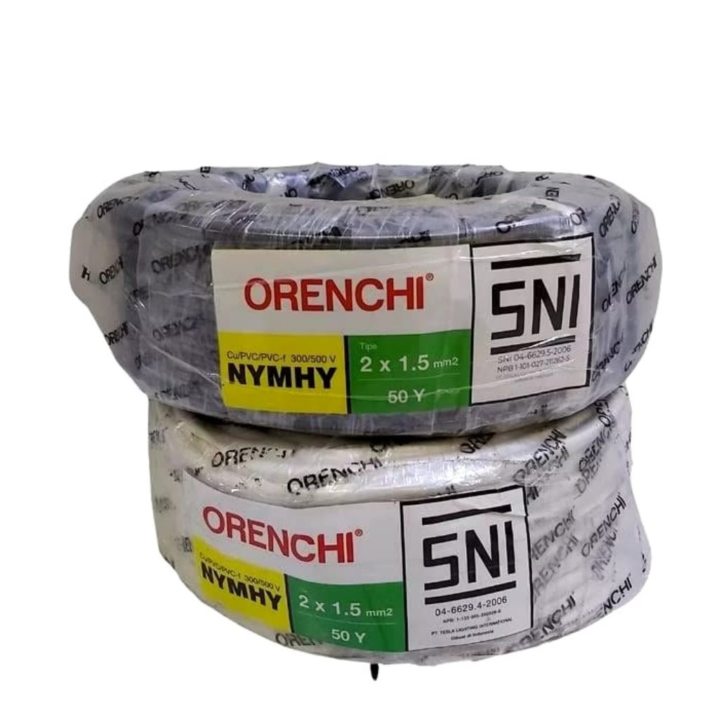 Kabel Orenchi NYMHY 2x1,5 mm (serabut) 50 Meter