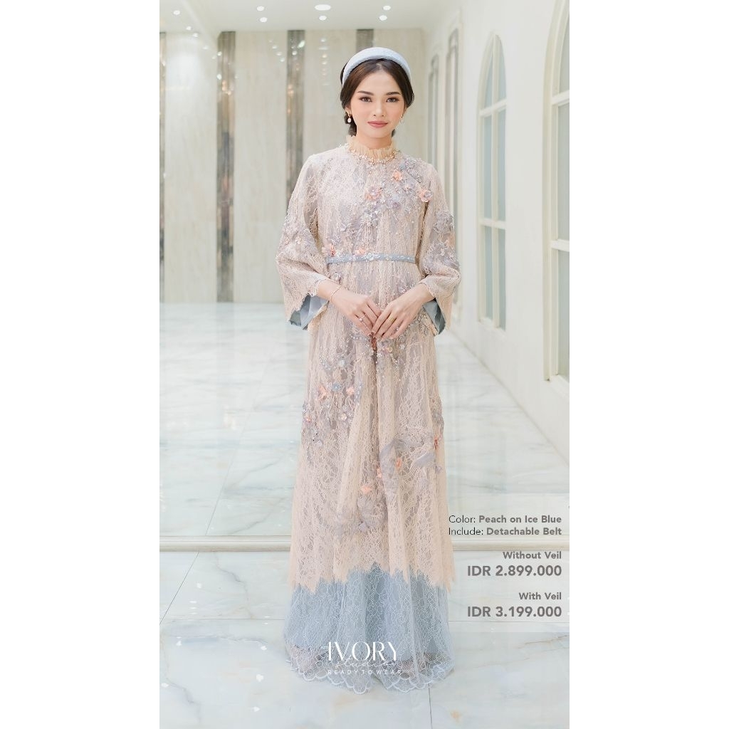 Preloved Woman Dress official by Ivory Studio - Peach on Ice Blue Chantily Dress