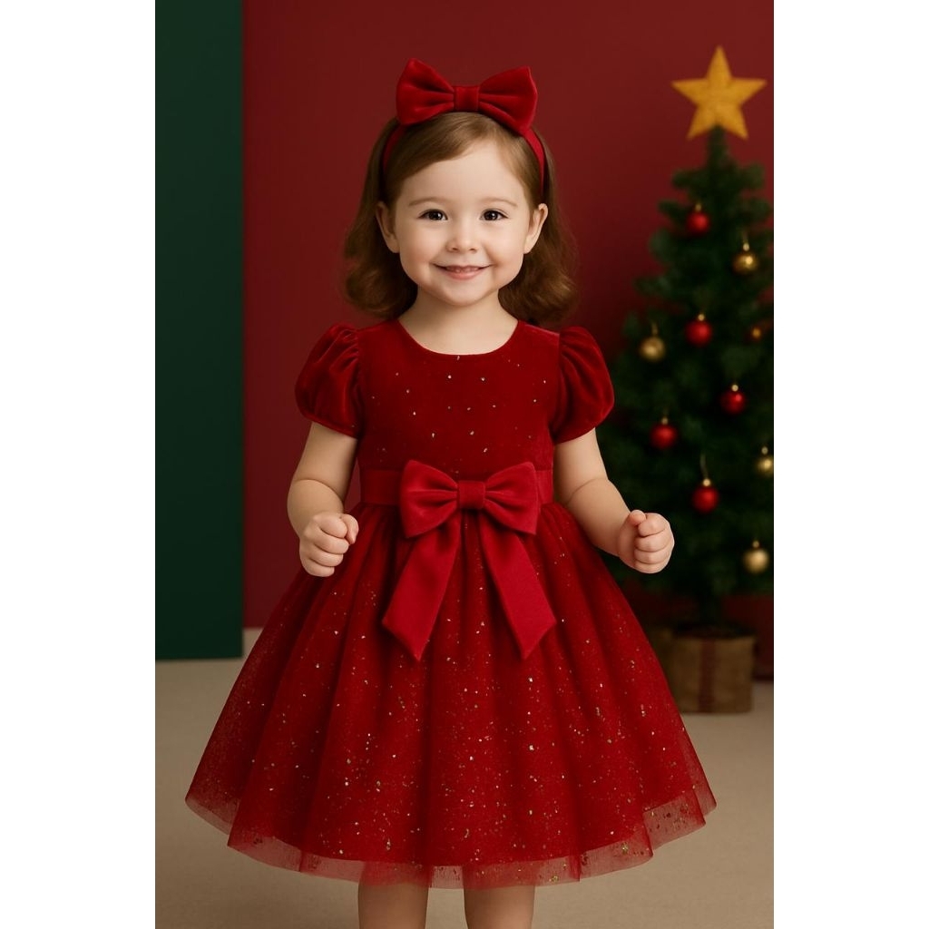 Gaun Merah untuk Natal Anak Lucu