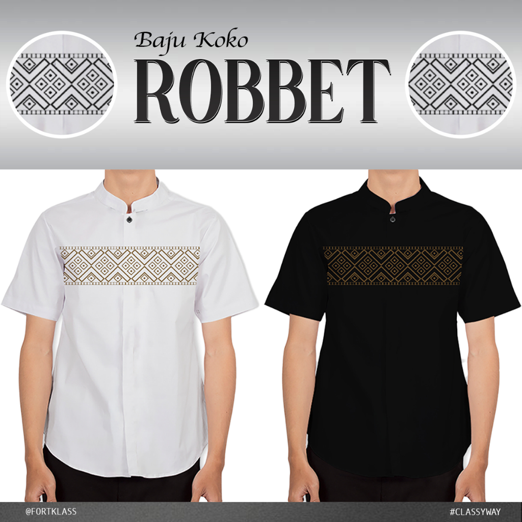 SPECIAL HABIB JAFAR FortKlass Baju Koko ROBB Bordir Kemeja Polos Pria Lengan Pendek Regular Fit Paka