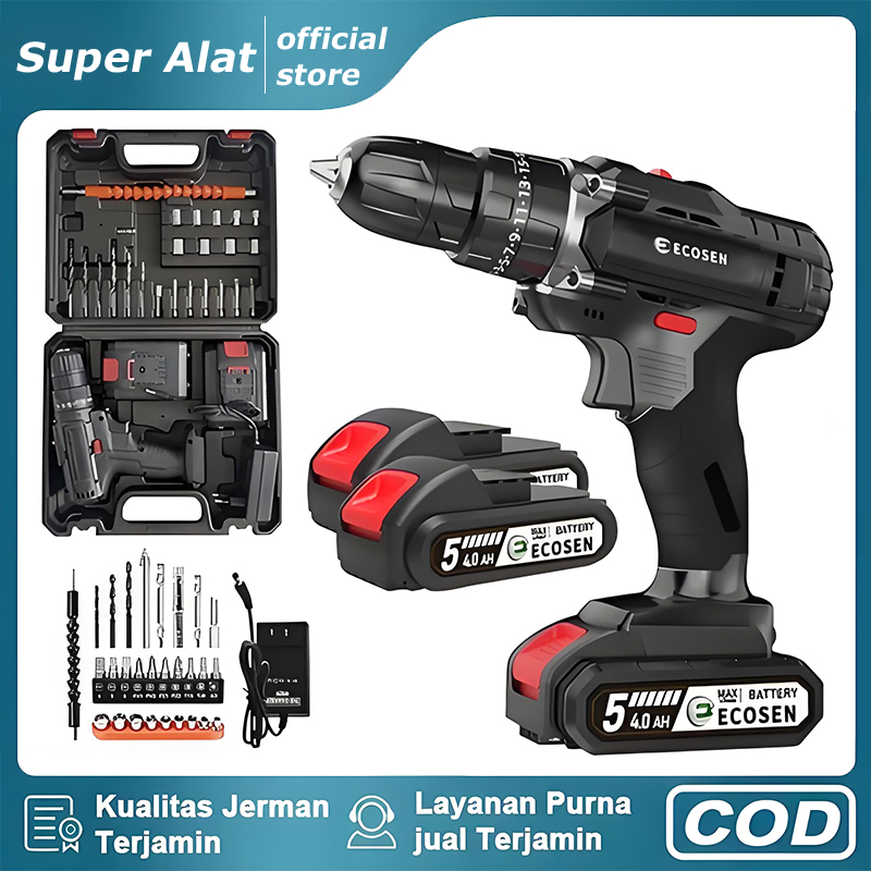 NEW PORODUK SUPER ALAT BOR BATERAI BOR LISTRIK BOR TANPA KABEL 399V SET LENGKAP MATA BOR CORDLESS