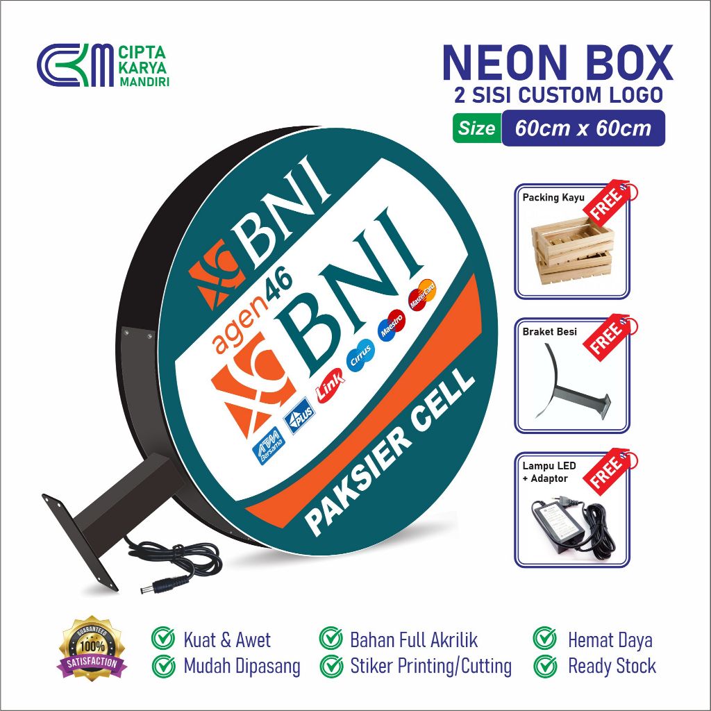 Neon Box Agen BNI | Neon Box Premium Akrilik Outdoor