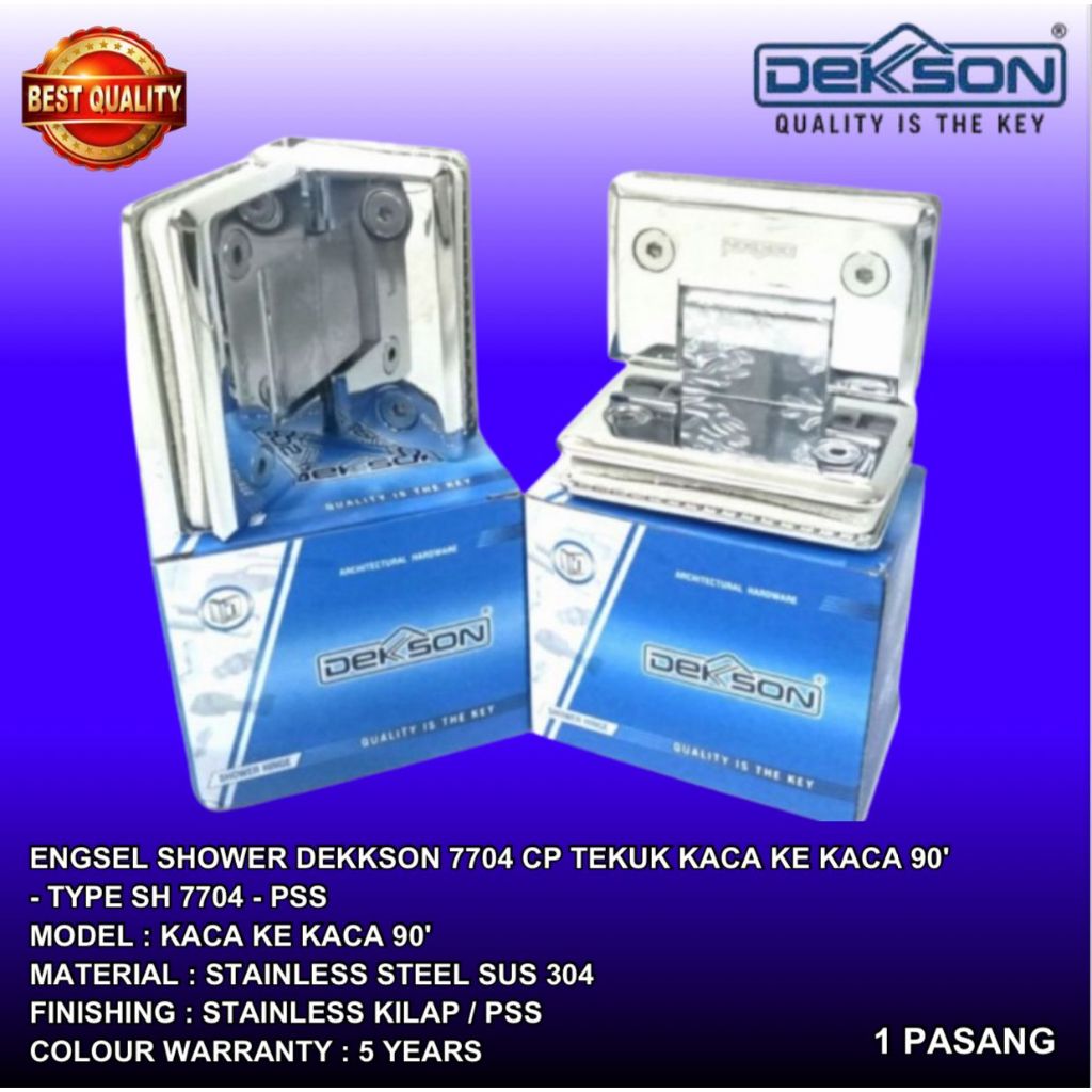 Engsel Shower Kaca Ke Kaca 90° Dekkson SH DKS 7704 Stainless SUS 304 / Engsel Shower Dekkson
