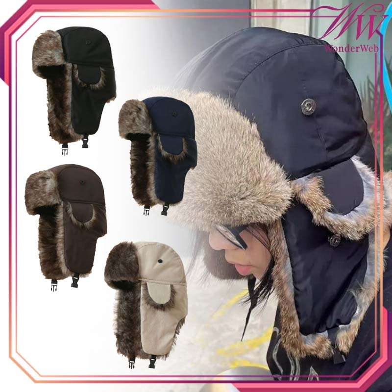 Topi Musim Dingin Rusia Tahan Angin Luar Ruangan Topi Salju Rusia Mengental Dan Hangat Topi Bulu Rus