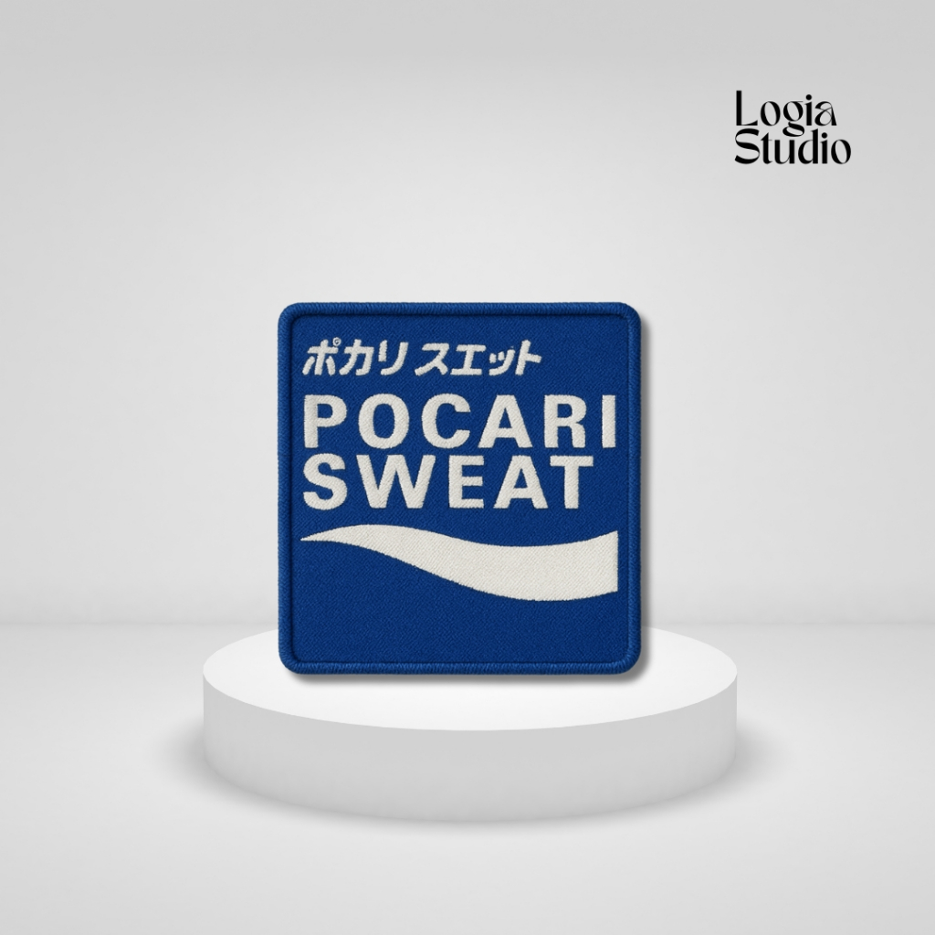 Patch Bordir POCARI SWEAT | Iron On Emblem Jahit / Tempel Jaket, Tas, Streetwear Jepang