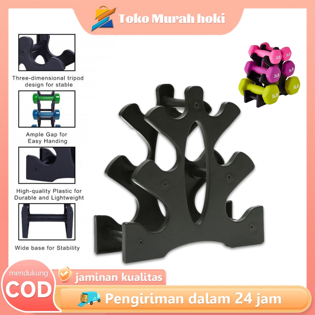 Rak Dumbbell 3 Susun Stand Barbel Holder Dumbbell Plastik Rak Barbel Rumah Tangga Berukuran Kecil