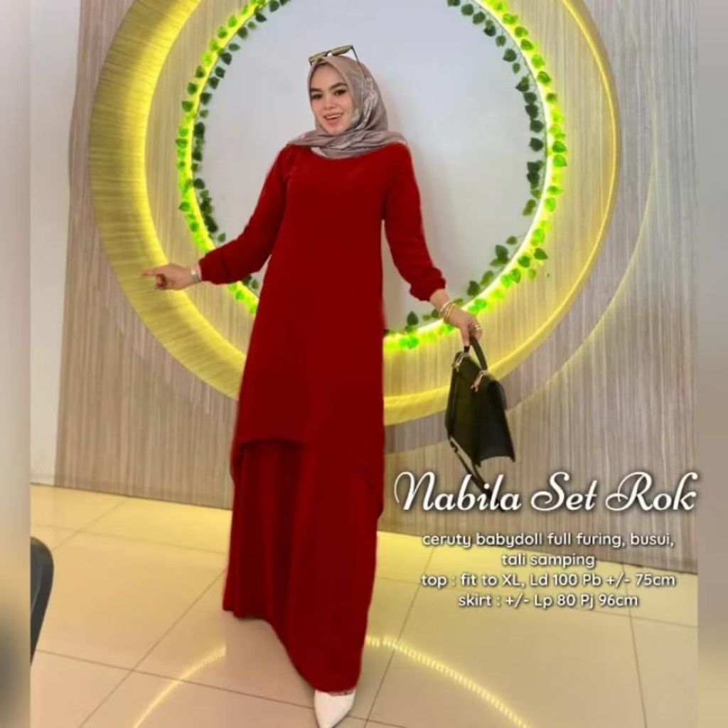 Nabila set rok gamis muslim wanita