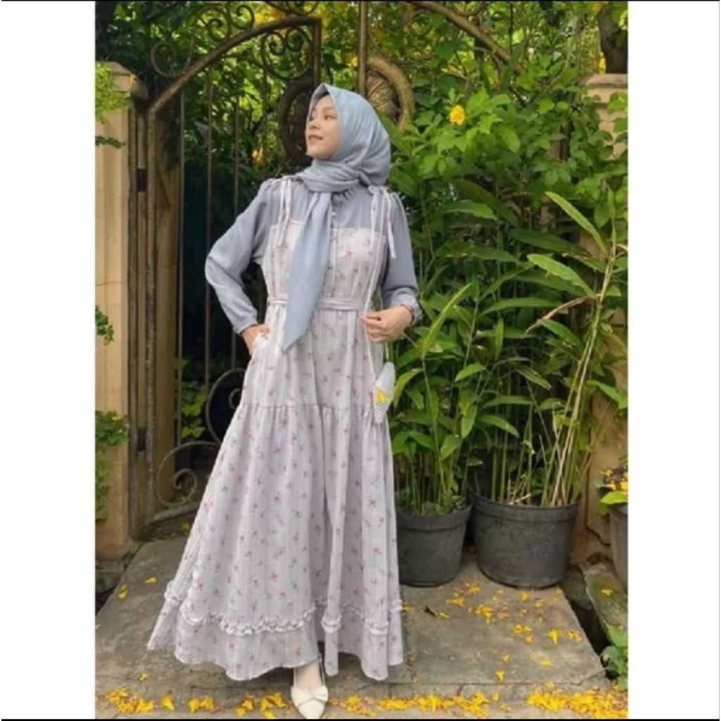 1 Set Ootd Wanita Korean Style Hagia Gamis Baju Dress