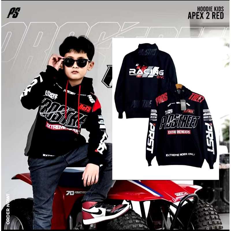 Jaket Hoodie Prostreet Anak Dan Dewasa - Sweater Hoodie Prostreet Apex 2 Red Anak Anak Bahan Teball