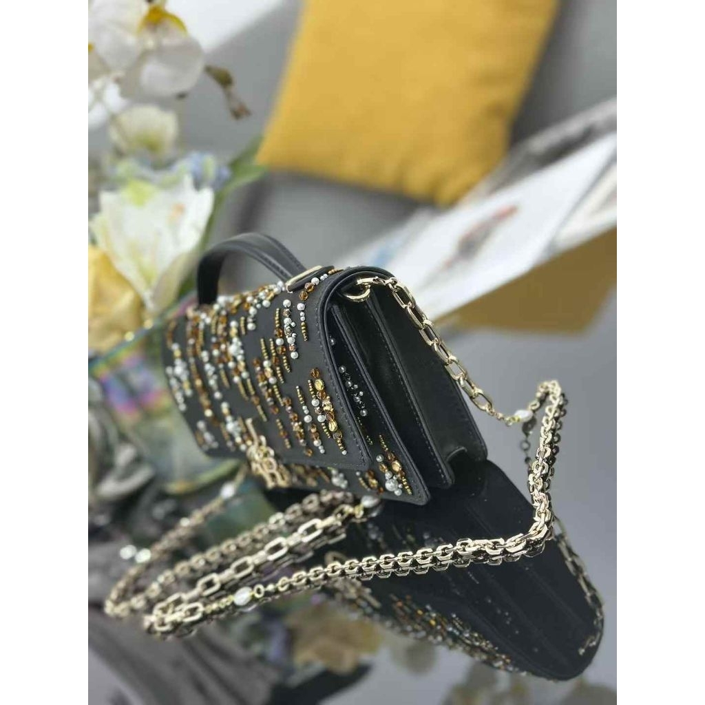 PRE ORDER MYMA'S LADY DR SATIN GLITTER BEAD CHAIN BAG