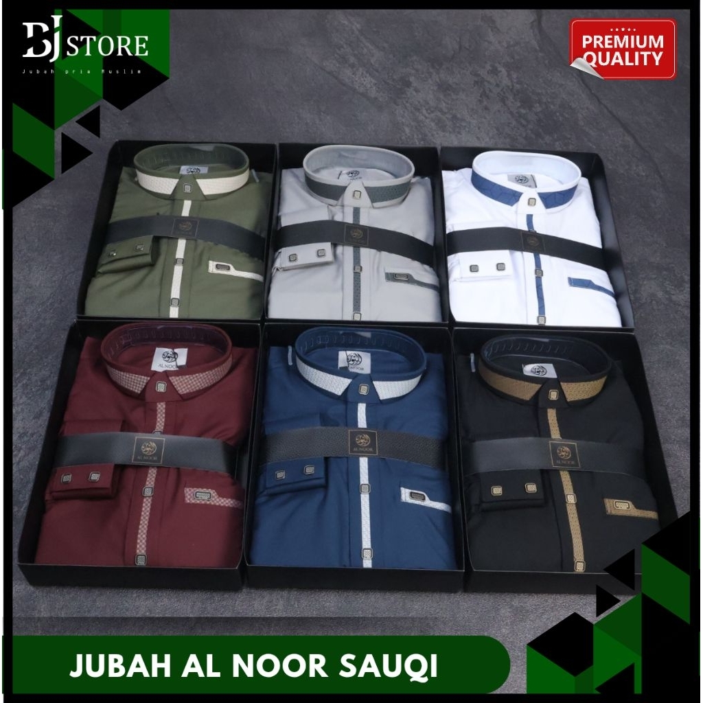Jubah Alnoor Box / Gamis Alnoor SAUQI Katun Premium Lengan Manset/Gamis Pria Dewasa