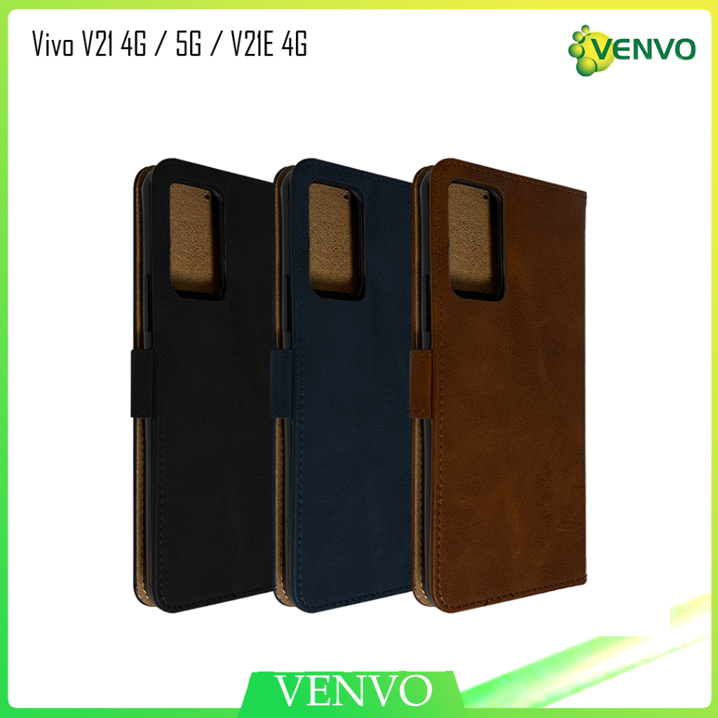 VENVO - VV34 Hardcase Flip Leather Vivo V21 4G 5G V21E 4G Venvo Indonesia