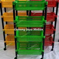 Rak Serbaguna 4 Tingkat Rak Salon Roda Keranjang Susun / Rak Salon Jumbo