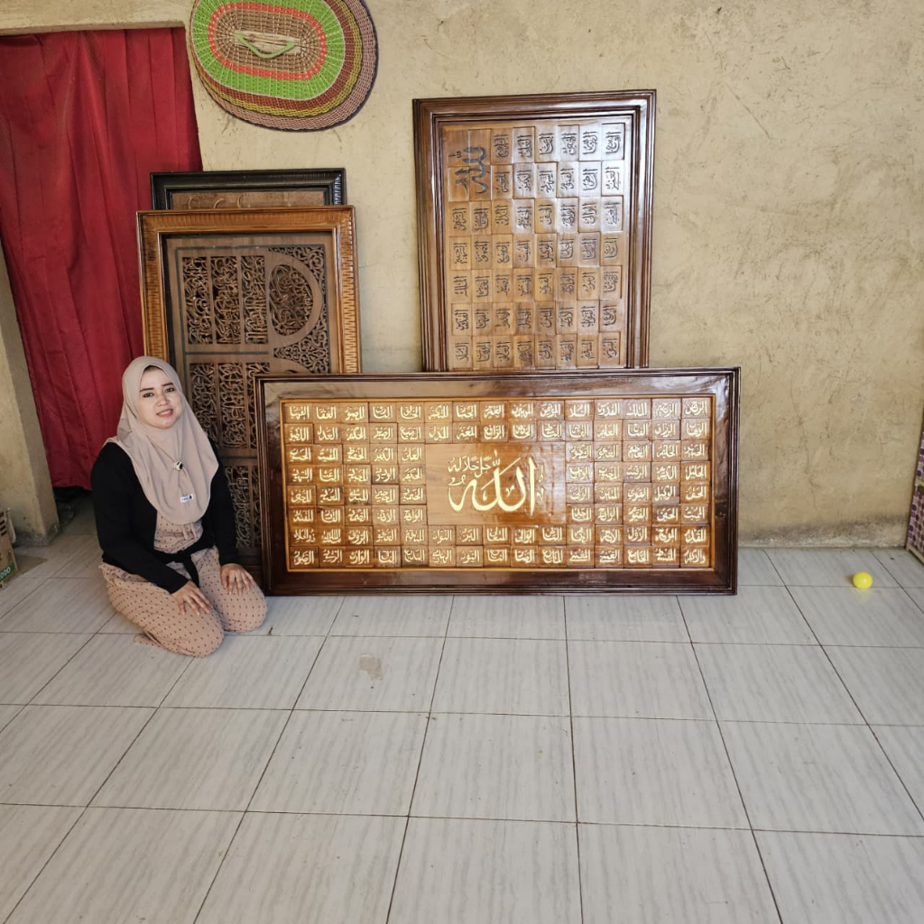 Kaligrafi Asmaul Husna Ukiran Minimalis Modern Full Kayu Jati