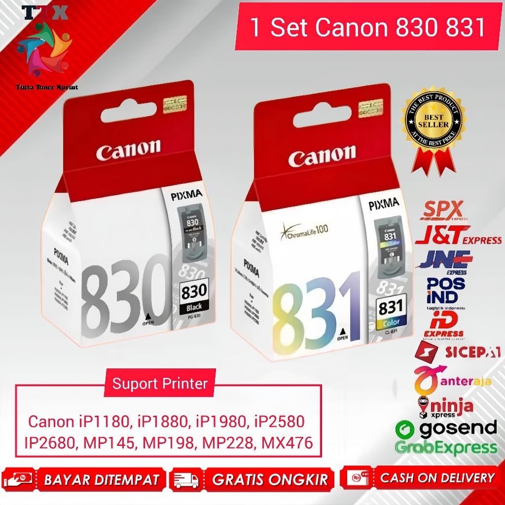 Tinta Cartridge Canon PG-830 CL-831 Black Colour Original Untuk Printer Canon Pixma: iP1180, iP1880,
