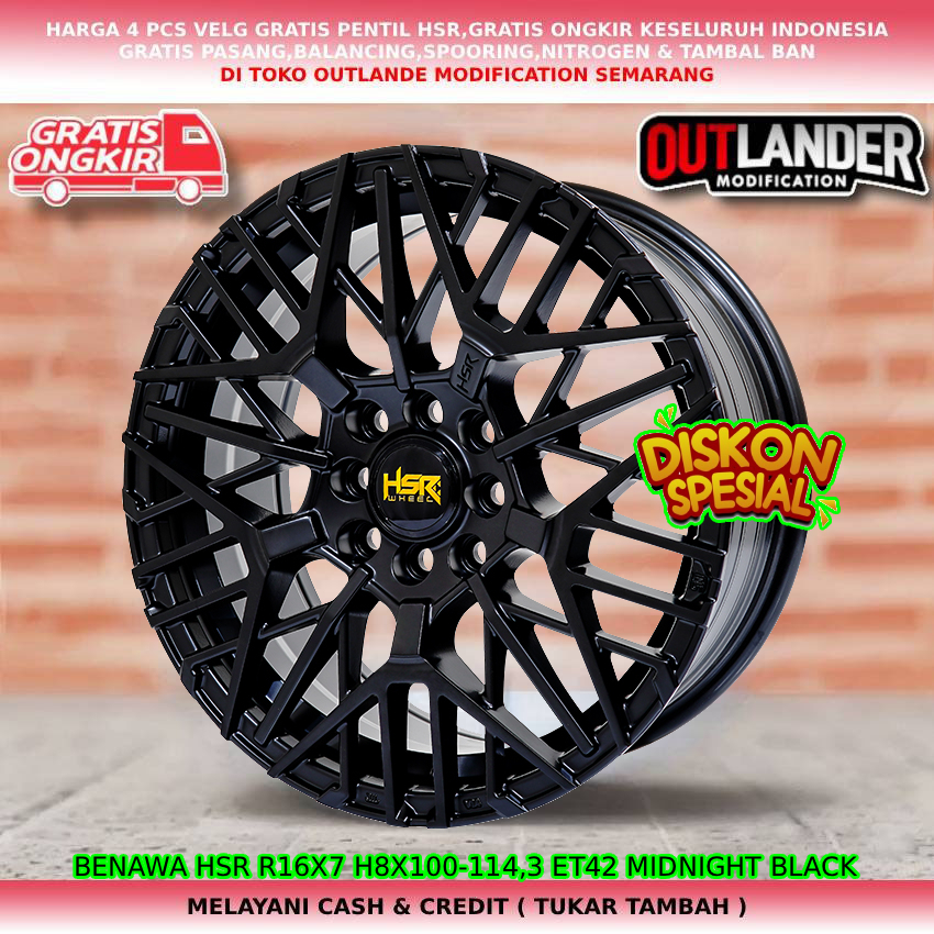 velg racing hsr velg mobil CH-R|Camry| Alphard|Voxy| Xpander| XForce| Outlander| dll hsr benawa R16