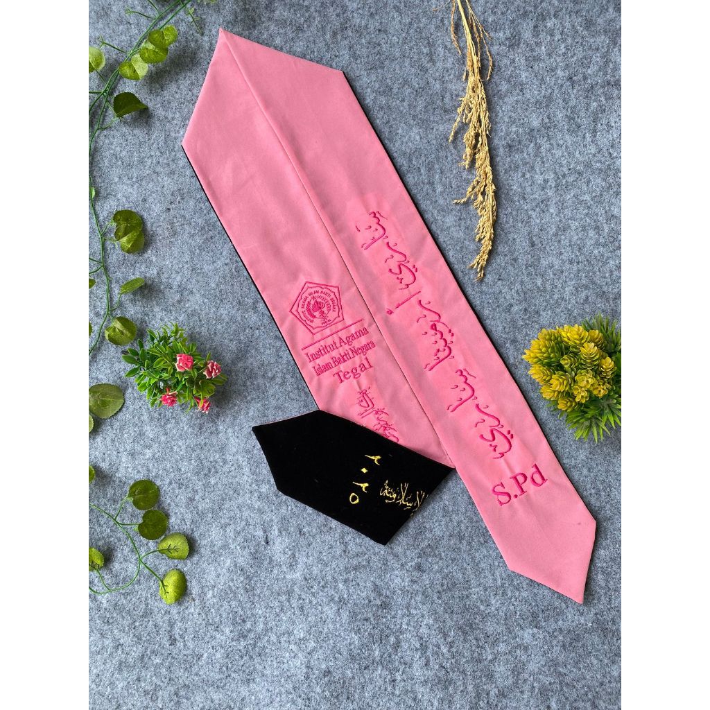 selempang wisuda bolak balik bordiran custom