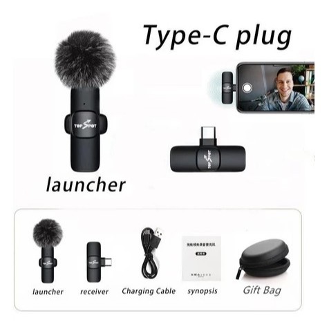 Mikrofon Nirkabel Lavalier Mic Portabel Audio Video pembuatan Rekaman Wireless Microphone HP Klip Un