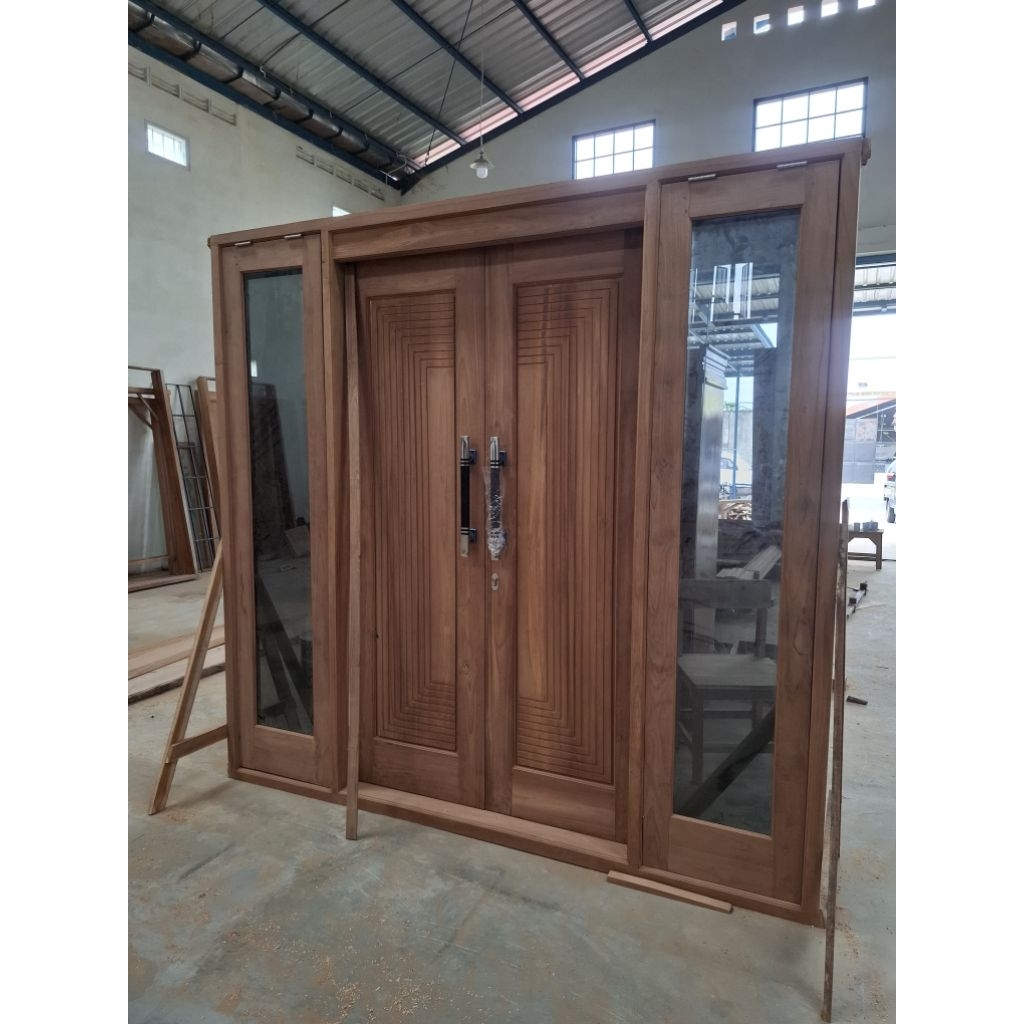 Pintu kuputarung Sleding Minimalis Kayu Jati
