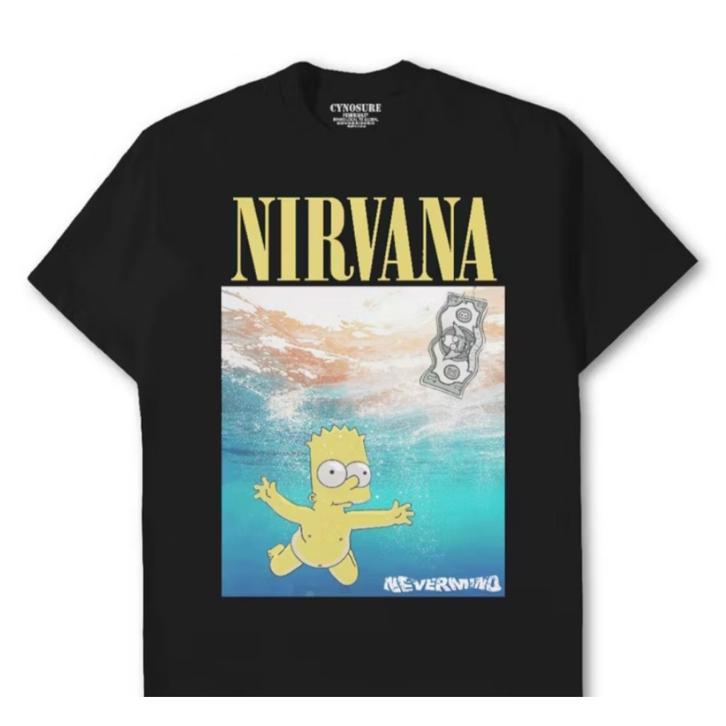 Kaos Band Nirvana Nevermind kain katun 24s tebal
