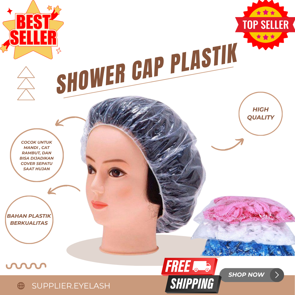 SHOWER CAP PLASTIK / PENUTUP KEPALA PLASTIK MANDI