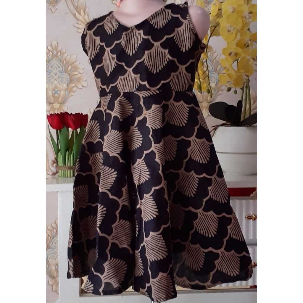 Dress batik anak perempuan kembang payung umur 4-5 tahun bahan katun /dress batik mewah/dress batik 