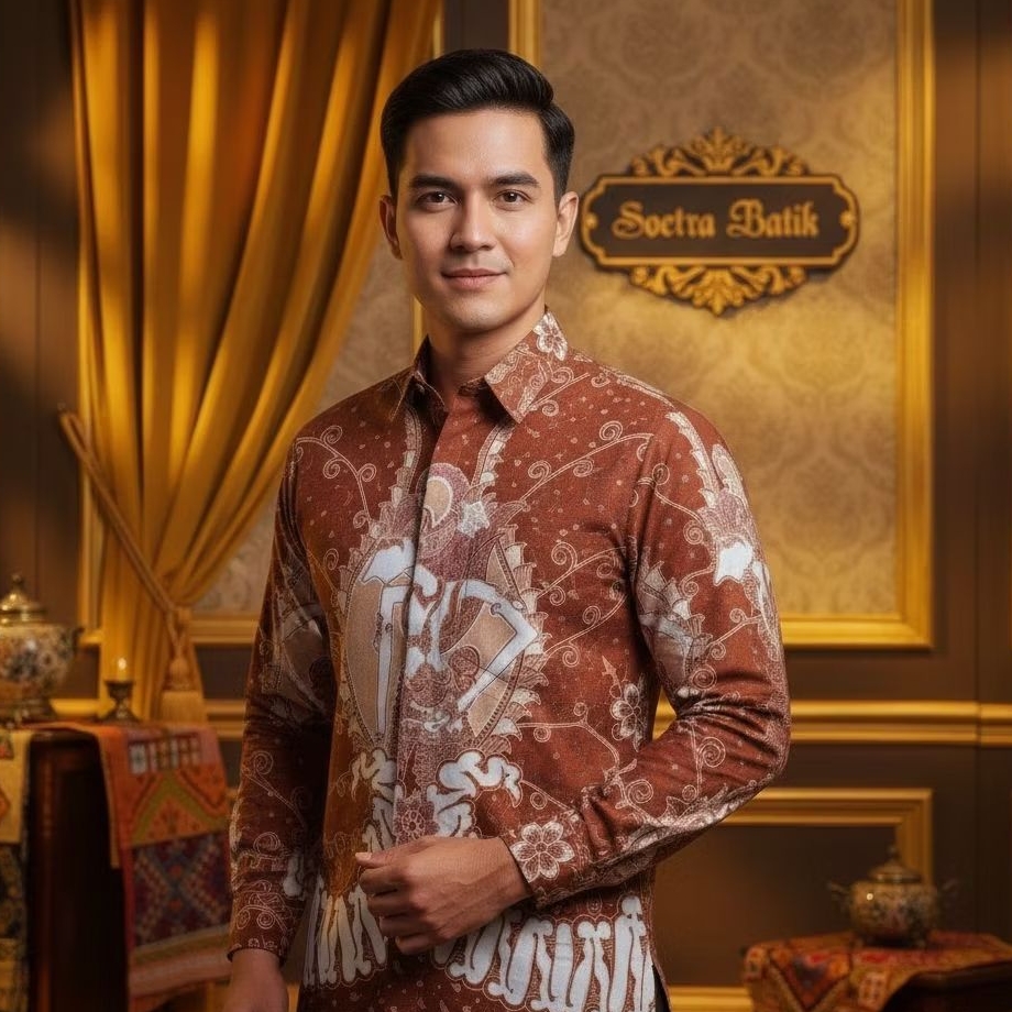 Soetra Batik  - Kain batik tulis premium original Pekalongan motif exclusive wayang kulit warna cokl