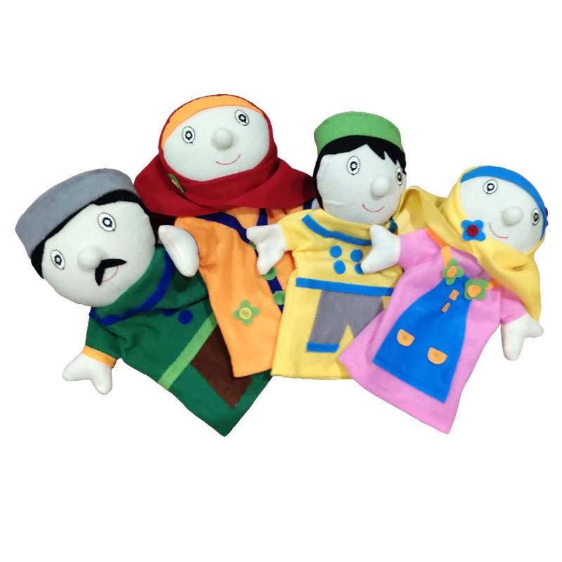 Boneka Tangan Keluarga Muslim isi 4 Boneka Berbusana Muslim - Mainan Edukatif - Kayu Seru