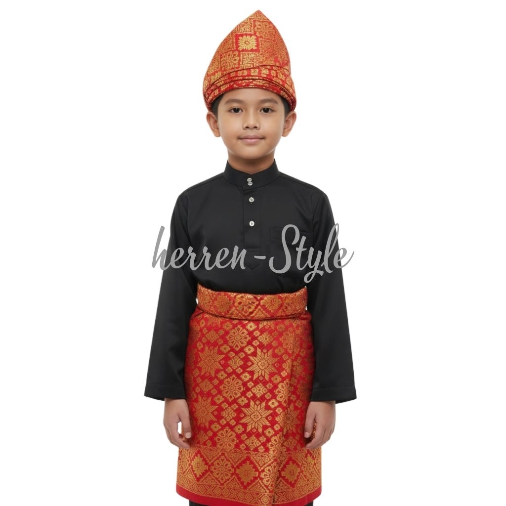 Set Tanjak & Rumpak Songket Anak Laki-Laki | Aksesori Pakaian Adat Melayu Premium