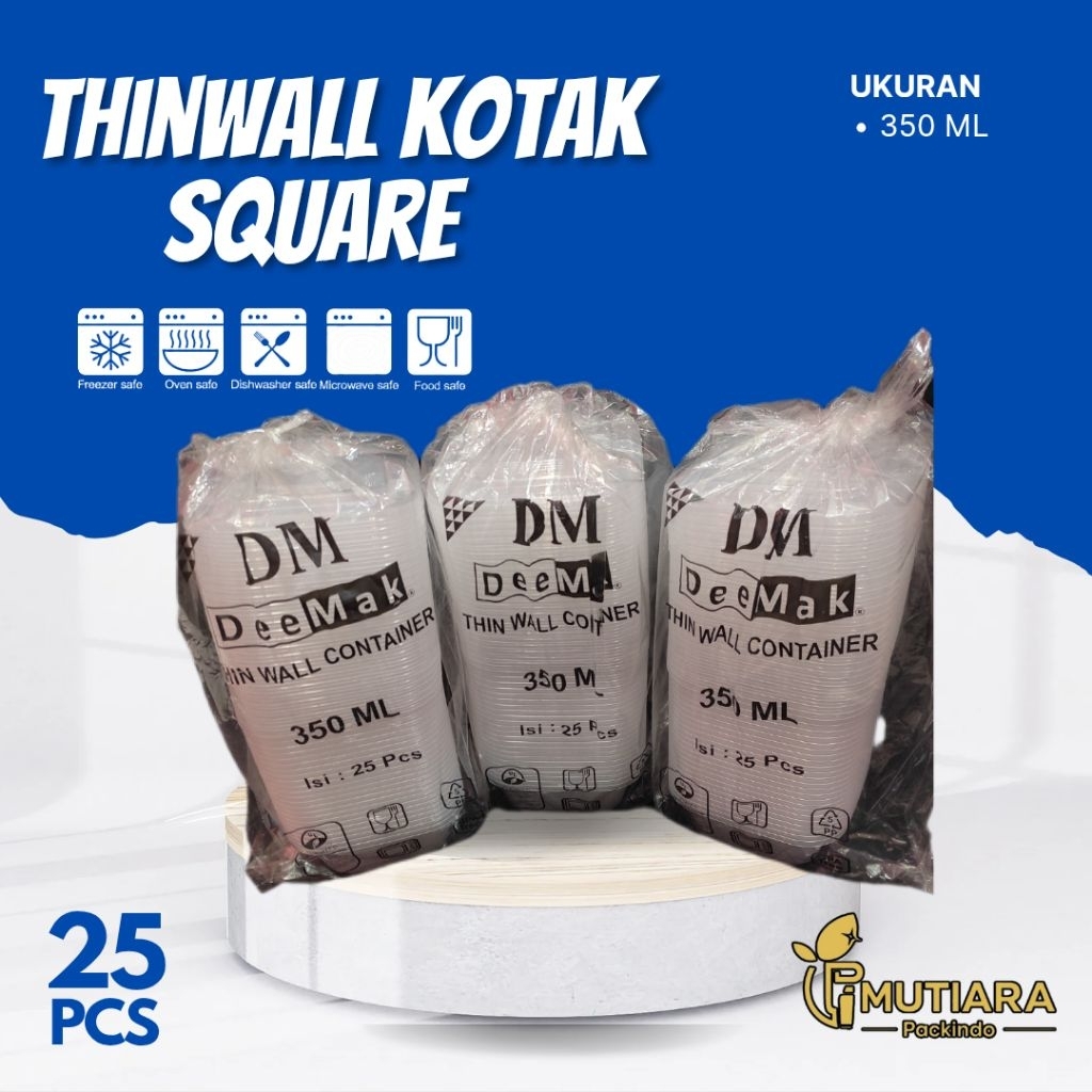 (25 Pcs) Thinwall Kotak / Square 350 ML