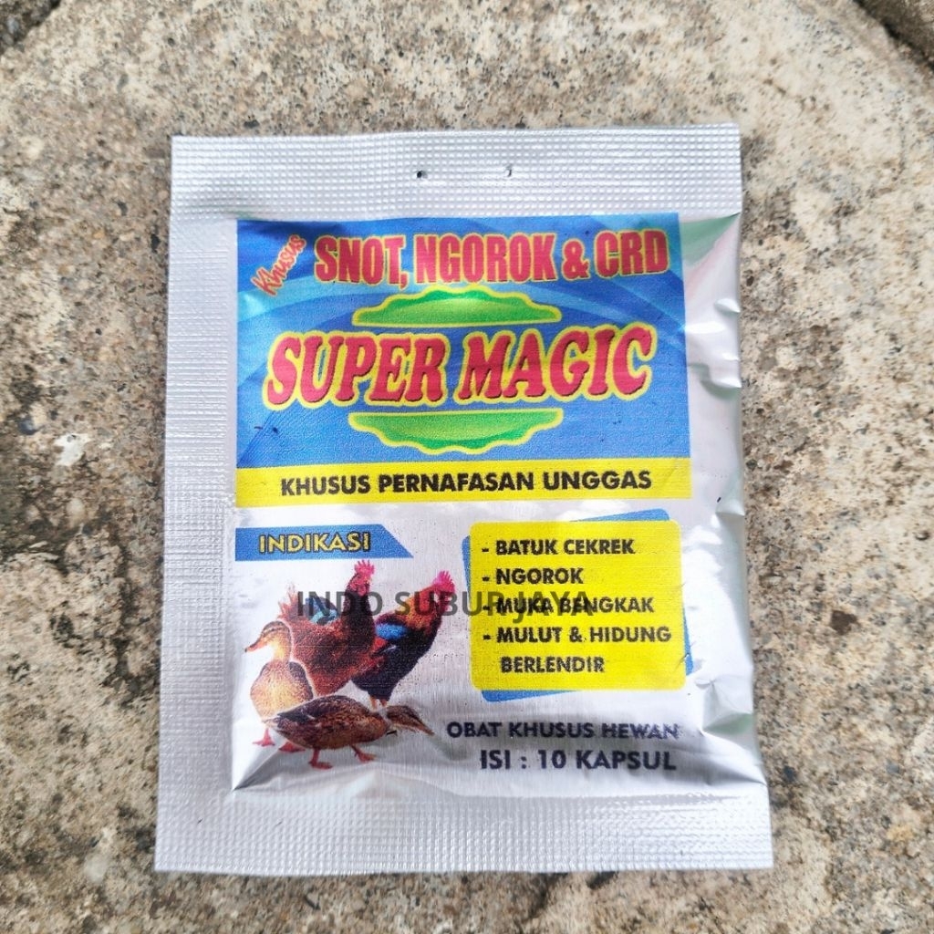 Super Magic Isi 10 Kapsul Obat Ayam Snot, Ngorok, CRD Super Ampuh
