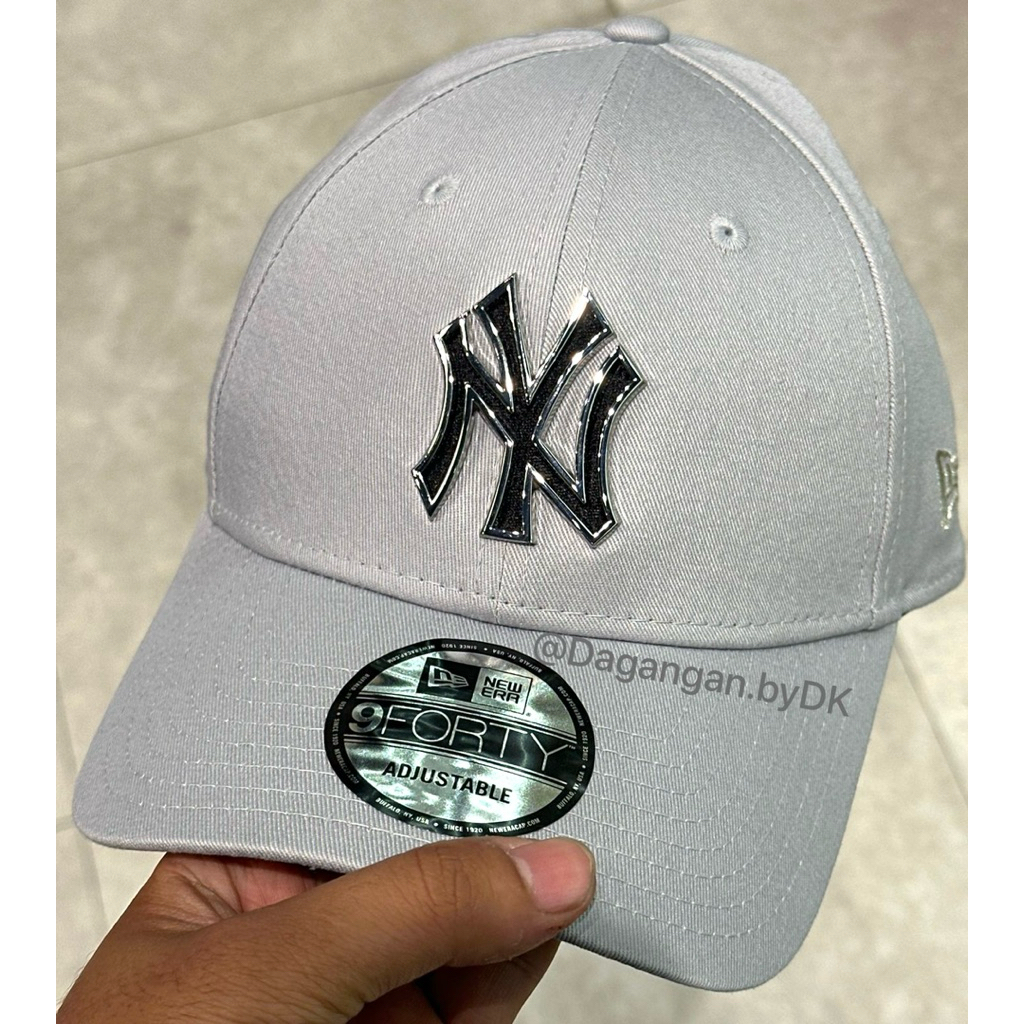 Topi New Era Big Metal Logo Original 100% Soft Abu-Abu