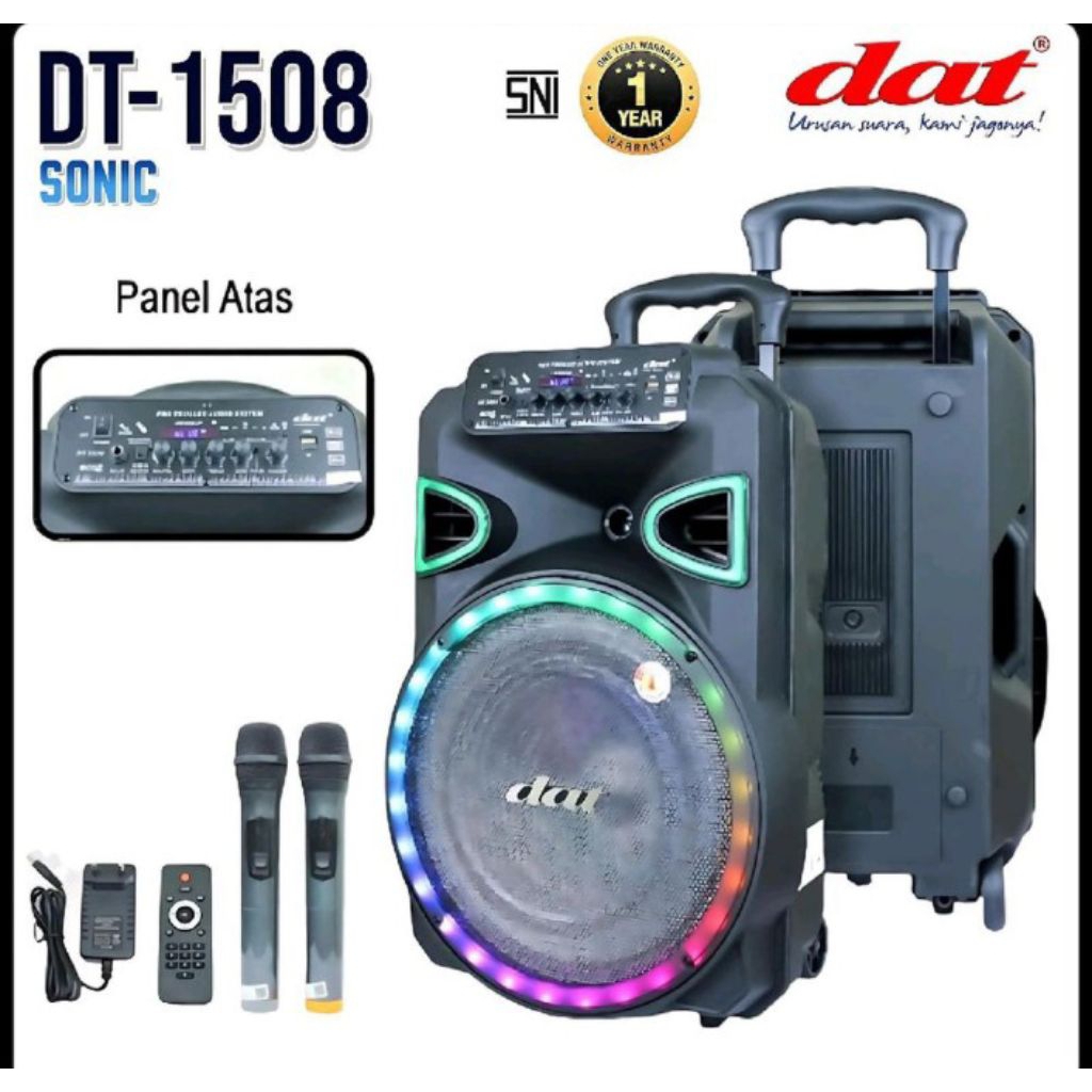 SPEAKER DAT DT-1508 - SPEAKER PORTABLE BLUETOOTH 15 INCH - SPEKER DAT 15 INCH - SPEAKER BLUETOOTH DA