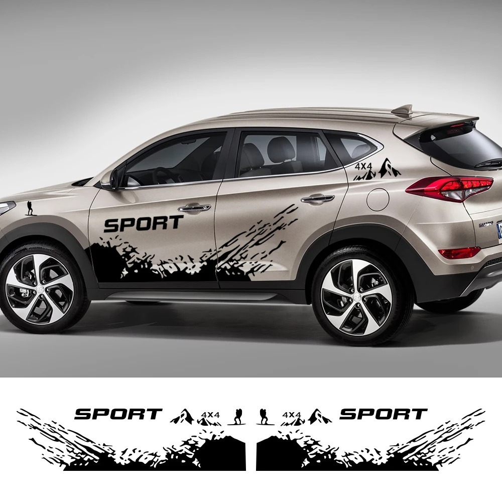 2 Buah Stiker Mobil 4x4 Sport Mountaineering Styling Film Vinyl Trim Decals Aksesoris Tuning Mobil u