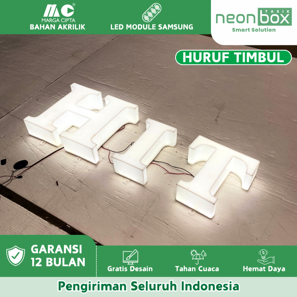Huruf Timbul Ukuran Besar Letter Timbul Led Full Menyala Huruf Timbul Akrilik Outdoor Lampu Tahan Ai