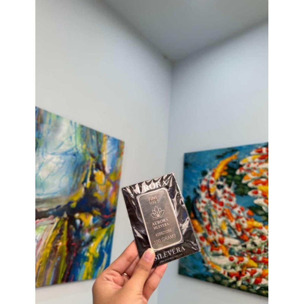 Aurora Silevera Fine Silver 999.5 Asli 100 Gram 250 Gram Logam Mulia Perak Batangan Investasi Sertif