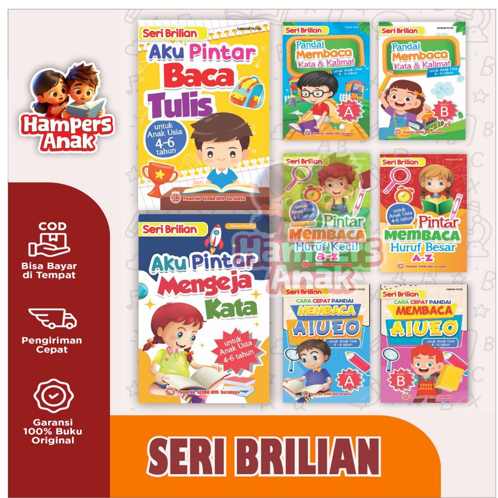 Paket Isi 2 Buku Anak Belajar Membaca / Seri Brilian : Aku pintar Mengeja / Pintar Baca Tulis / Aiue