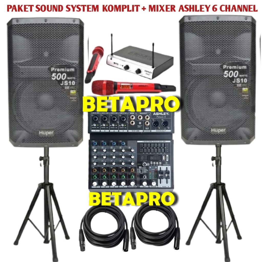 Paket Sound System Huper JS10 Huper js10 15 Inch Original Plus mixer Ashley