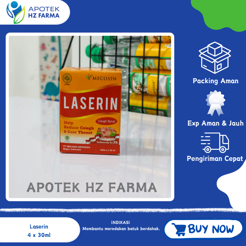 Laserin 30 Ml Laserin Obat Batuk Herbal 1 Kotak 4 Pcs / Obat Batuk Laserin