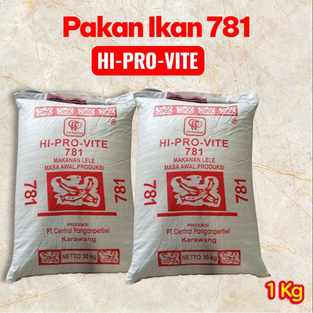 PELET IKAN HI-PRO-VITE 781 PAKAN IKAN LELE NILA GURAME PELET HI PROVIT - 1 KG