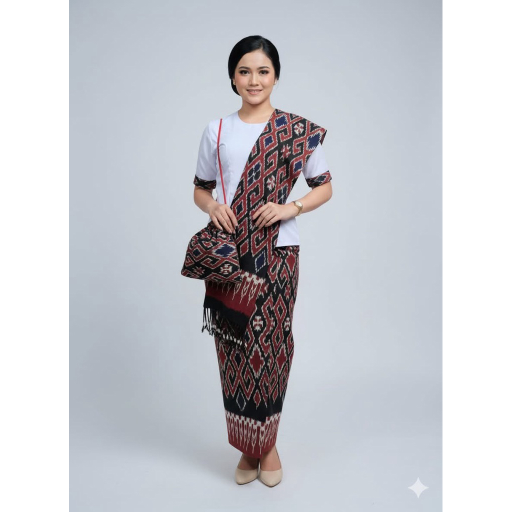 SETELAN BAJU WANITA ADAT TORAJA+SLENDANG DAN TAS