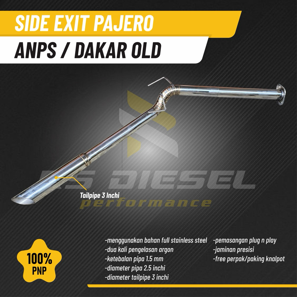 knalpot side exceed pajero exceed bahan stainless ketebalan 1,5 mm
