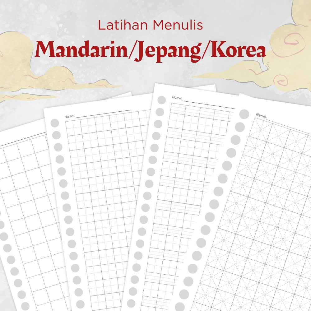 KOTAK TULIS WORKSHEET - Mandarin/Jepang/Korea Loose Leaf Latihan menulis Pinyin Hanzi Hanguk Binder 