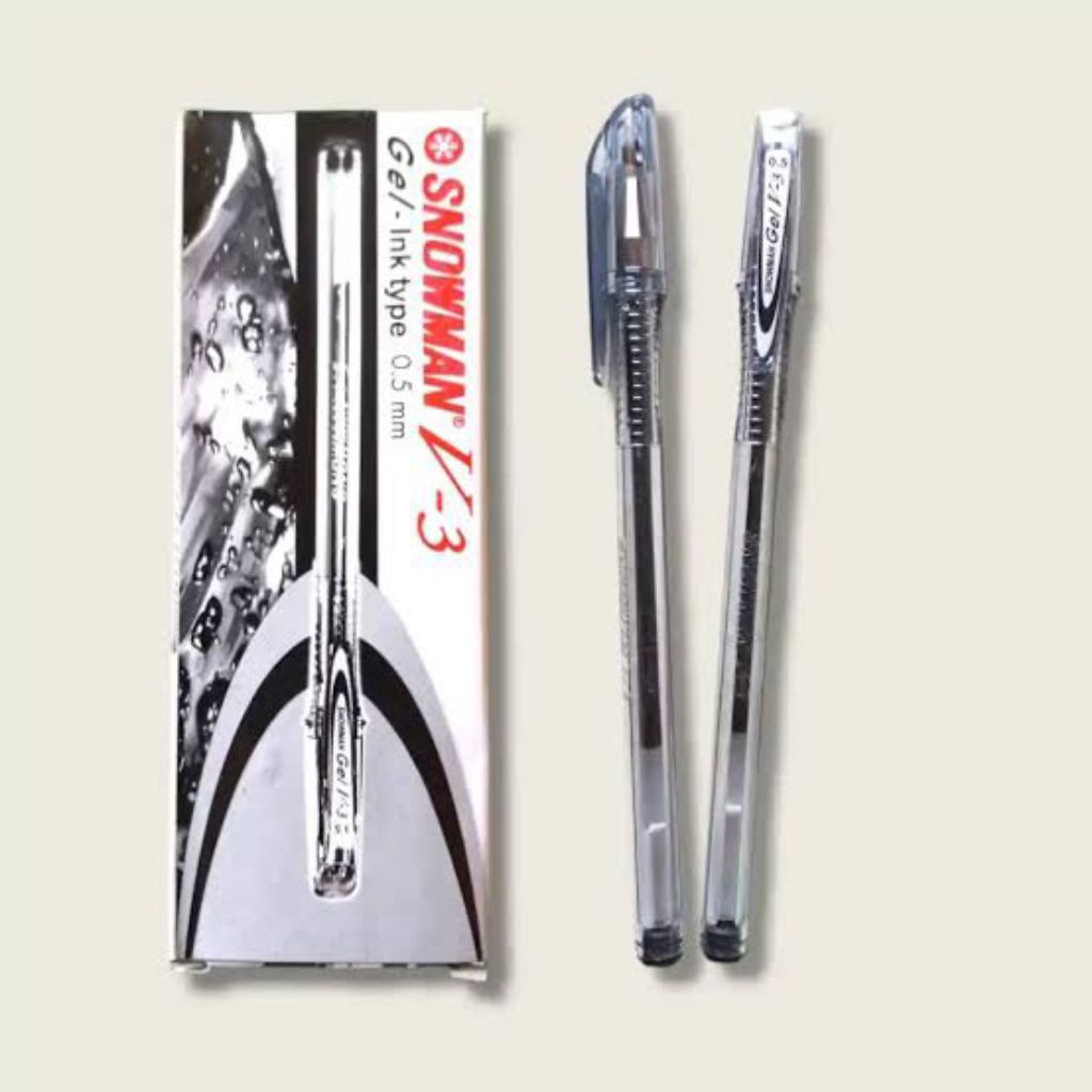 (1 LUSIN ) PULPEN SNOWMAN V-3 HITAM || PULPEN CAIR SNOWMAN V3 || PULPEN