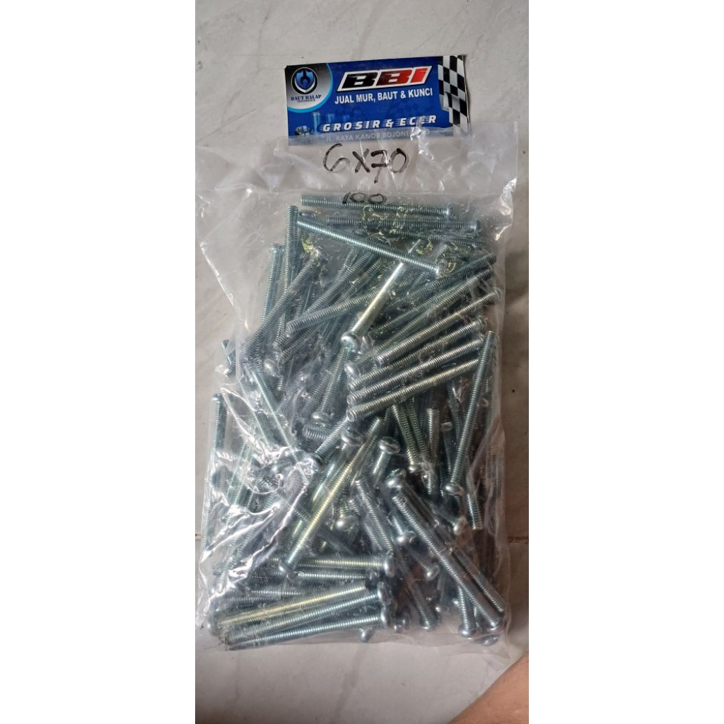 baut obeng jp 6x70 baut 10 panjang 7cm isi 100pcs