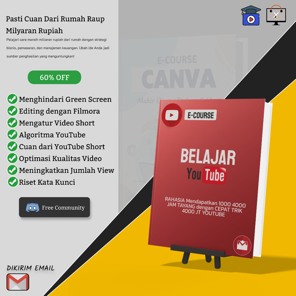 (5) E-Course Belajar YouTube 2025 | Rahasia 4000 Jam Tayang & 1000 Subscriber | Panduan Lengkap Mone